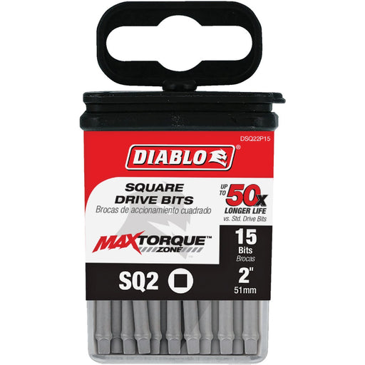 Diablo #2 Square Recess 2 In. Power Impact Screwdriver Bit (15-Pack)