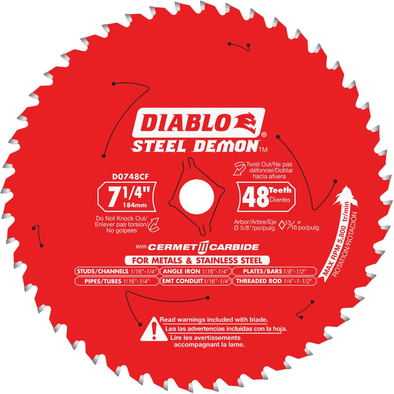 Diablo Steel Demon 7-1/4 In. 48-Tooth Cermet II Metal Circular Saw Blade, Bulk