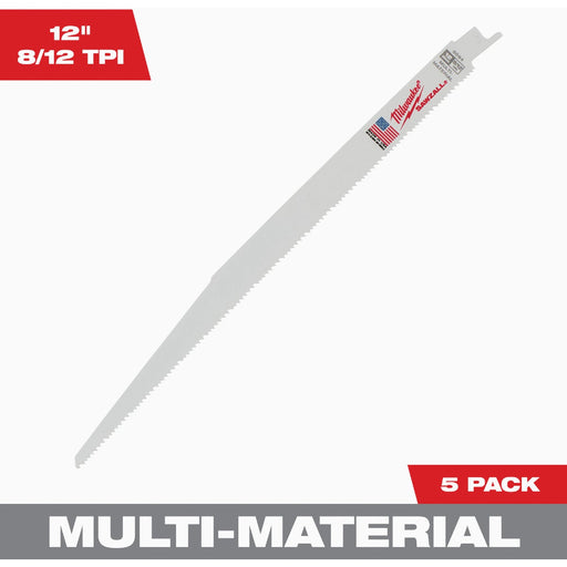 Milwaukee SAWZALL 12 In. 8/12 TPI Multi-Material Reciprocating Saw Blade (5-Pack)
