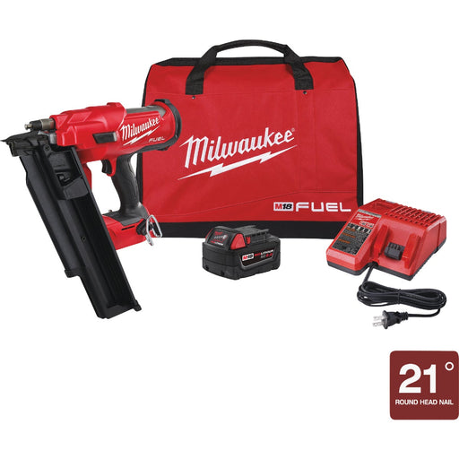 Milwaukee M18 FUEL Brushless 21 Degree Cordless Framing Nailer Kit with 5.0 Ah Battery & Charger