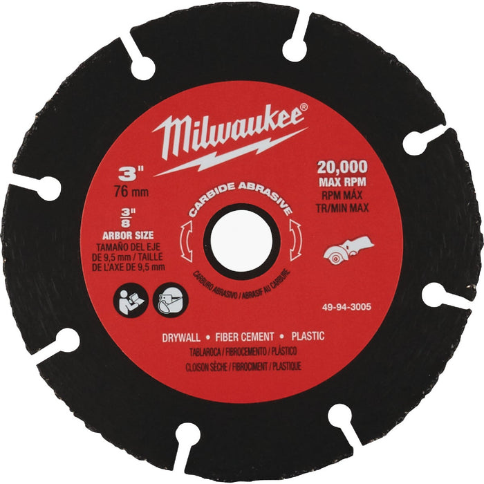 Milwaukee 3 In. Carbide Abrasive Cutoff Wheel