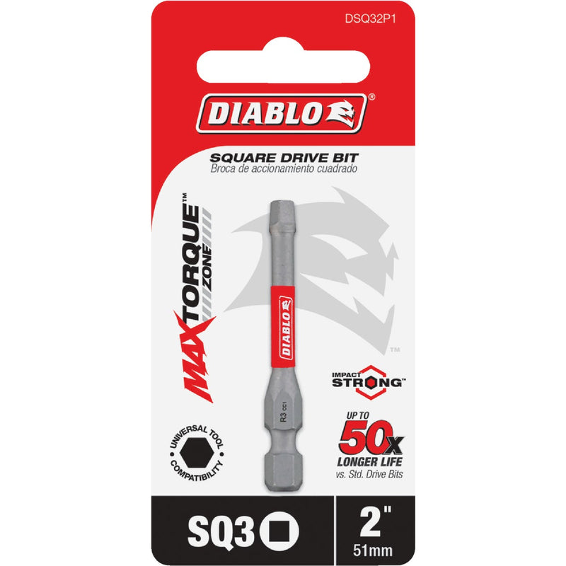 Diablo #3 Square Recess 2 In. Power Impact Screwdriver Bit
