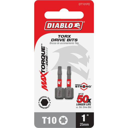 Diablo T10 TORX 1 In. Insert Impact Screwdriver Bit (2-Pack)