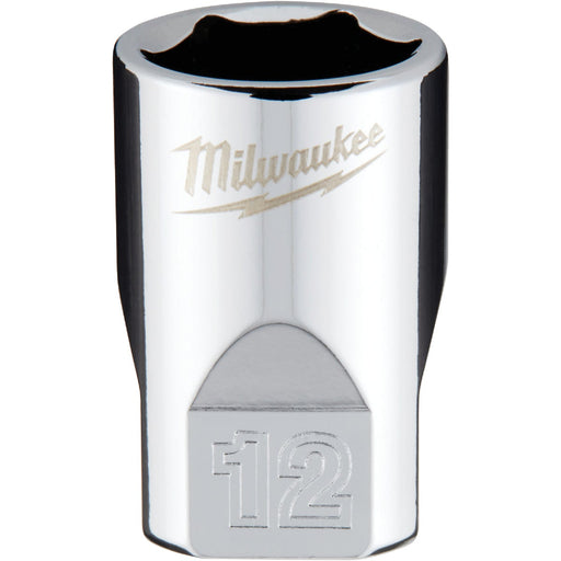 Milwaukee 1/4 In. Drive 12 mm 6-Point Shallow Metric Socket with FOUR FLAT Sides