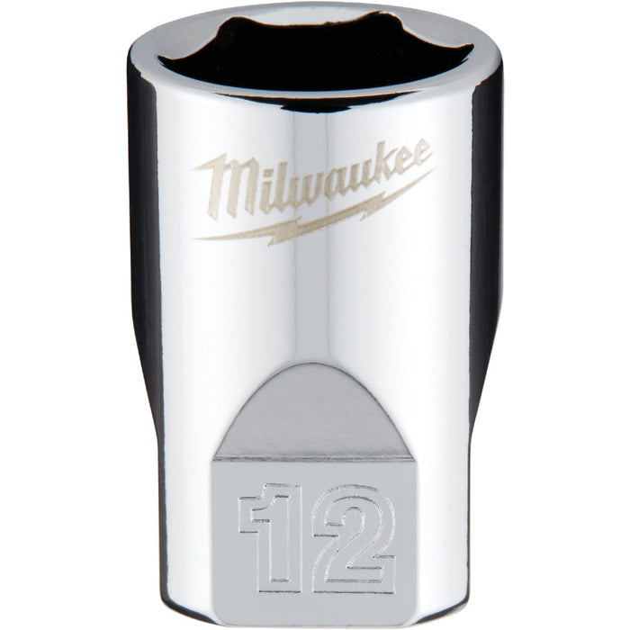 Milwaukee 1/4 In. Drive 12 mm 6-Point Shallow Metric Socket with FOUR FLAT Sides