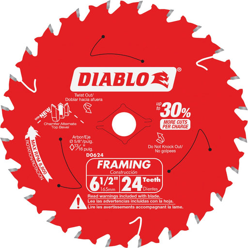 Diablo 6-1/2 In. 24-Tooth Framing Circular Saw Blade, Bulk