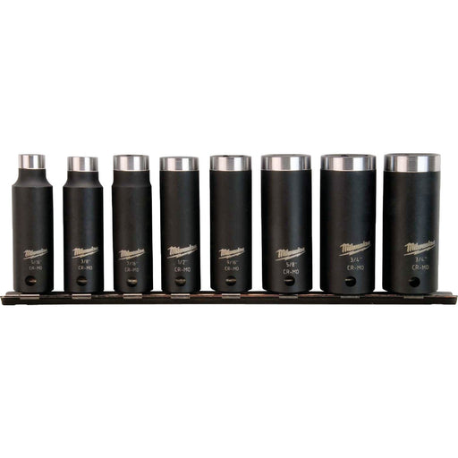 Milwaukee SHOCKWAVE Standard 3/8 In. Drive 6-Point Deep Impact Driver Set (8-Piece)