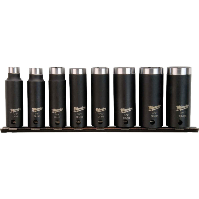 Milwaukee SHOCKWAVE Standard 3/8 In. Drive 6-Point Deep Impact Driver Set (8-Piece)