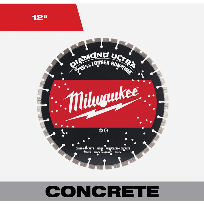 Milwaukee 12 In. Ultra Segmented Rim Dry/Wet Cut Diamond Blade