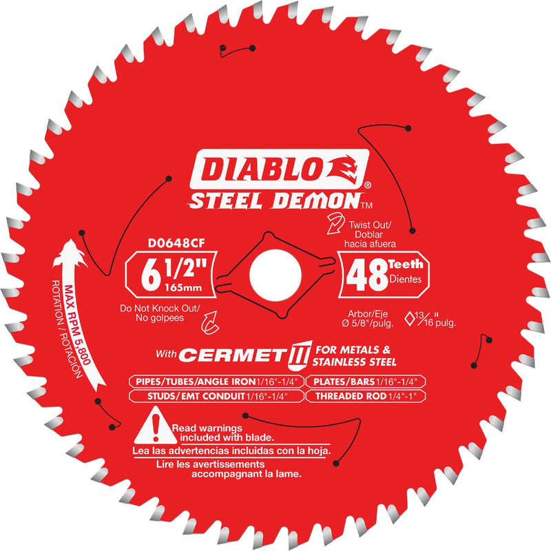 Diablo Steel Demon 6-1/2 In. 48-Tooth Cermett II Metal Circular Saw Blade