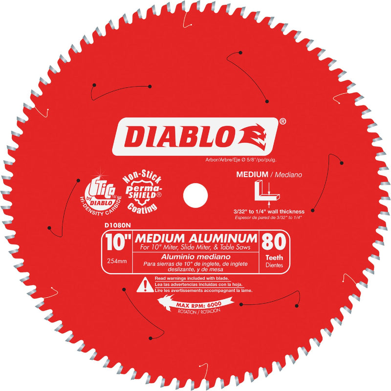 Diablo 10 In. 80-Tooth Aluminum Circular Saw Blade