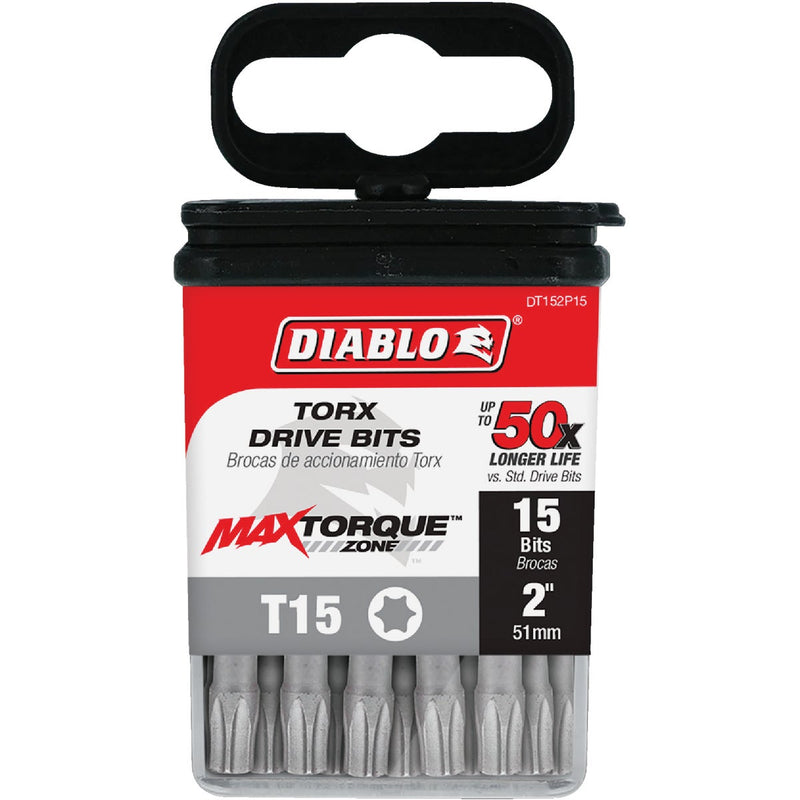 Diablo T15 TORX 2 In. Power Impact Screwdriver Bit (15-Pack)