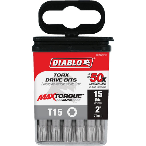 Diablo T15 TORX 2 In. Power Impact Screwdriver Bit (15-Pack)