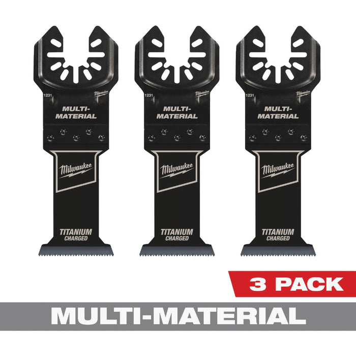 Milwaukee OPEN-LOK 1-3/8 In. TITANIUM CHARGED Bi-Metal Multi-Material Oscillating Multi-Tool Blade (3-Pack)