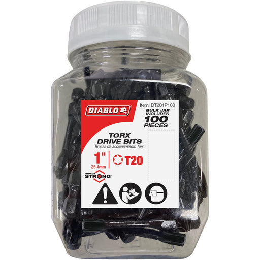 Diablo T20 TORX 1 In. Insert Impact Screwdriver Bit (100-Pack)