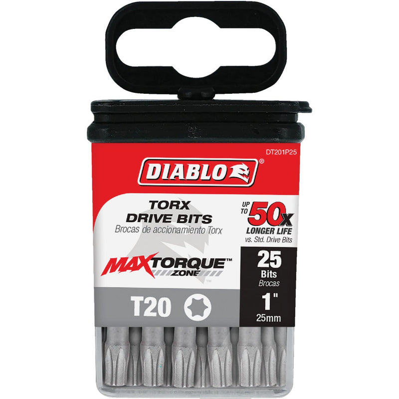 Diablo T20 TORX 1 In. Insert Impact Screwdriver Bit (25-Pack)