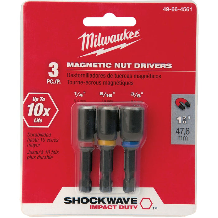 Milwaukee SHOCKWAVE 3-Piece Impact Magnetic Nutdriver Bit Set