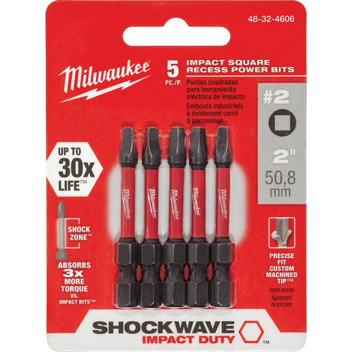 Milwaukee SHOCKWAVE #2 Square Recess 2 In. Power Impact Screwdriver Bit