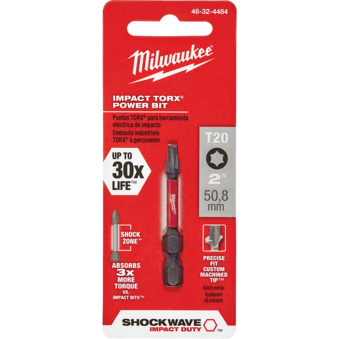 Milwaukee SHOCKWAVE T20 TORX 2 In. Power Impact Screwdriver Bit