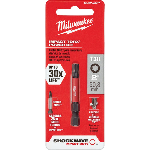 Milwaukee SHOCKWAVE T30 TORX 2 In. Power Impact Screwdriver Bit