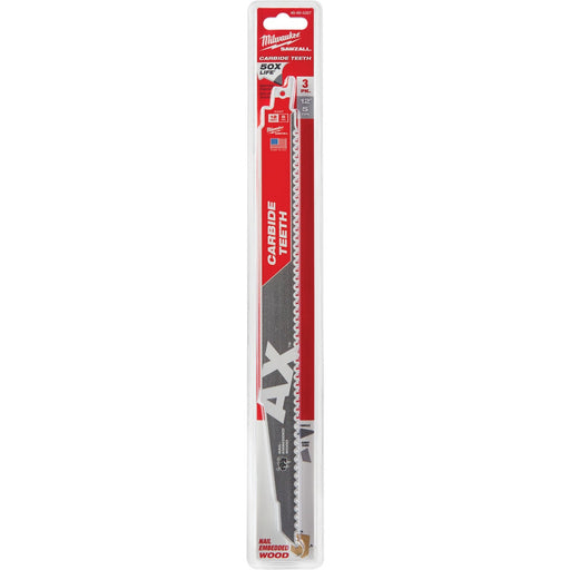 Milwaukee SAWZALL The AX 12 In. 5 TPI Wood w/Nails Demolition Reciprocating Saw Blade with Carbide Teeth (3-Pack)