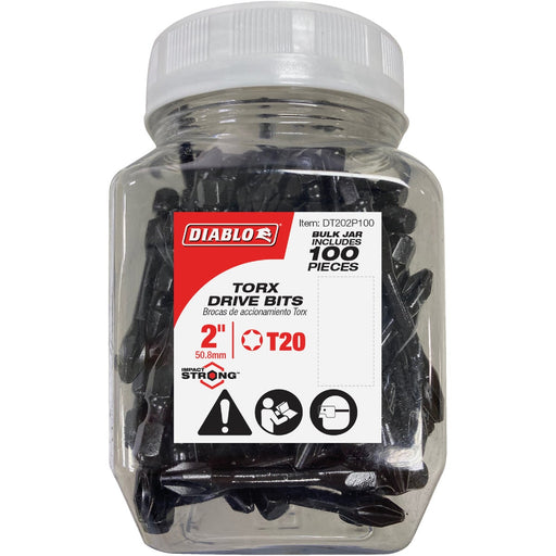 Diablo T20 TORX 2 In. Power Impact Screwdriver Bit (100-Pack)