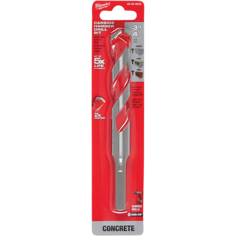 Milwaukee SHOCKWAVE 3/4 In. x 6 In. Impact Duty Masonry Carbide Hammer Drill Bit