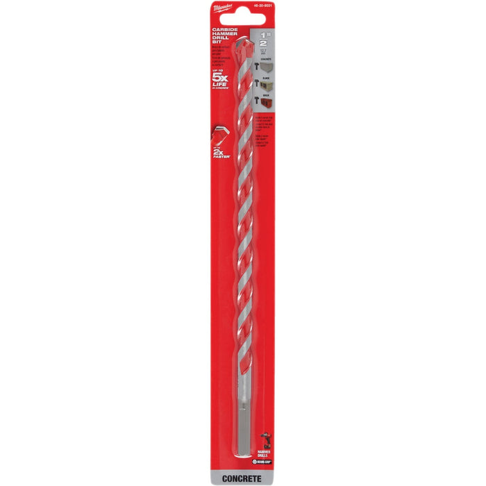 Milwaukee SHOCKWAVE 1/2 In. x 12 In. Impact Duty Masonry Carbide Hammer Drill Bit