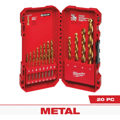Milwaukee THUNDERBOLT 20-Piece Titanium Drill Bit Set, 1/16 In. thru 1/2 In.
