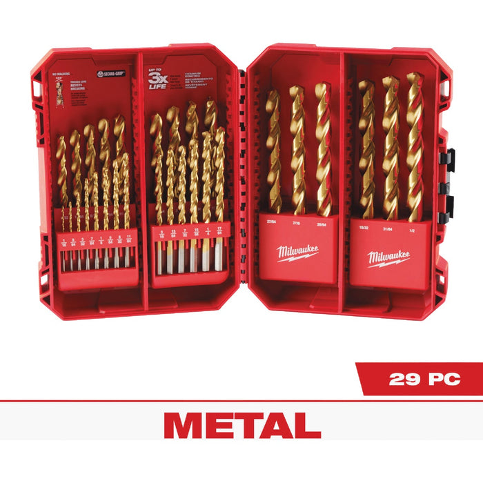 Milwaukee THUNDERBOLT 29-Piece Titanium Drill Bit Set, 1/16 In. thru 1/2 In.