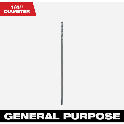 Milwaukee 1/4 In. x 12 In. Black Oxide Extended Length Drill Bit