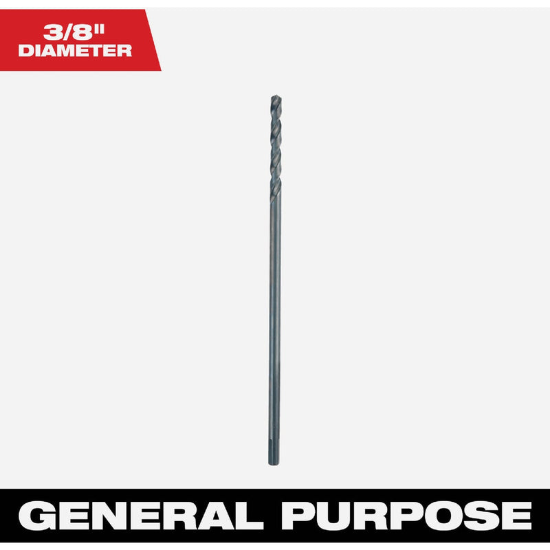 Milwaukee 3/8 In. x 12 In. Black Oxide Extended Length Drill Bit
