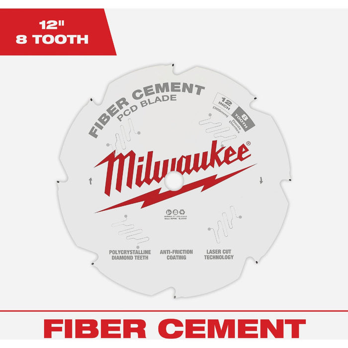 Milwaukee 12 In. 8-Tooth PCD Fiber Cement Circular Saw Blade
