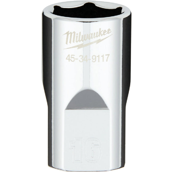 Milwaukee 1/2 In. Drive 16 mm 6-Point Shallow Metric Socket with FOUR FLAT Sides