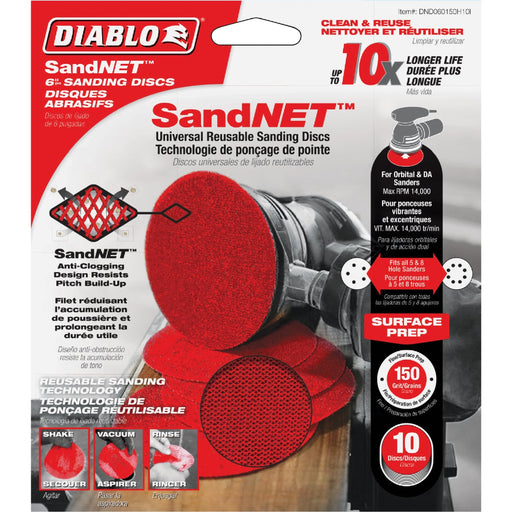 Diablo SandNet 6 In. 150 Grit Sanding Disc with Connection Pad (10-Pack)
