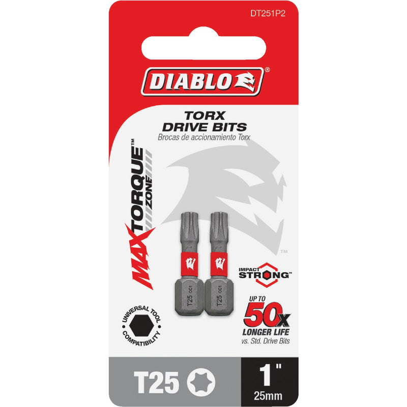 Diablo T25 TORX 1 In. Insert Impact Screwdriver Bit (2-Pack)