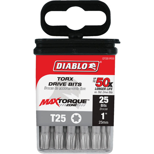 Diablo T25 TORX 1 In. Insert Impact Screwdriver Bit (25-Pack)