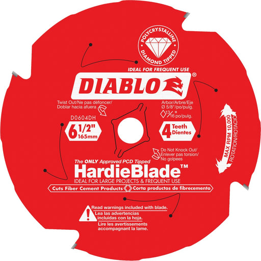 Diablo HardieBlade 6-1/2 In. 4-Tooth PCD Fiber Cement Circular Saw Blade, Bulk