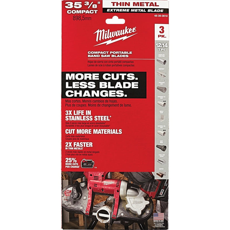 Milwaukee 35-3/8 In. 12/14 TPI Extreme Metal Band Saw Blade (3-Pack)
