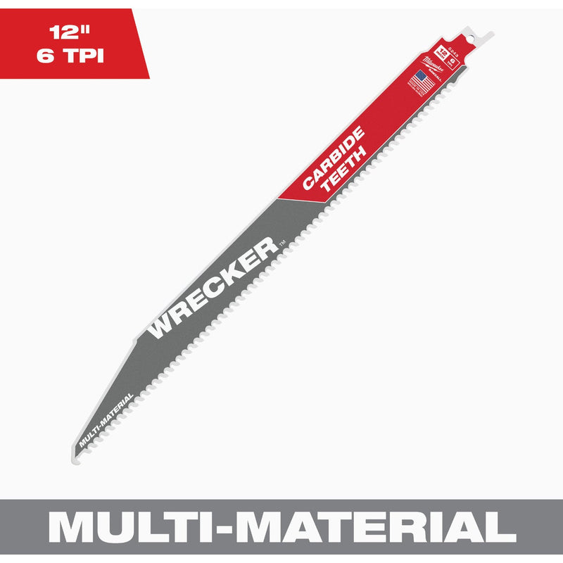 Milwaukee SAWZALL WRECKER 12 In. 6 TPI Carbide Multi-Material Reciprocating Saw Blade