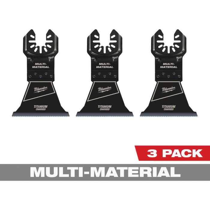 Milwaukee OPEN-LOK 2-1/2 In. TITANIUM CHARGED Bi-Metal Multi-Material Oscillating Multi-Tool Blade (3-Pack)