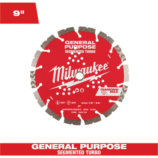 Milwaukee DIAMOND MAX 9 In. Segmented Turbo Rim General Purpose Diamond Blade