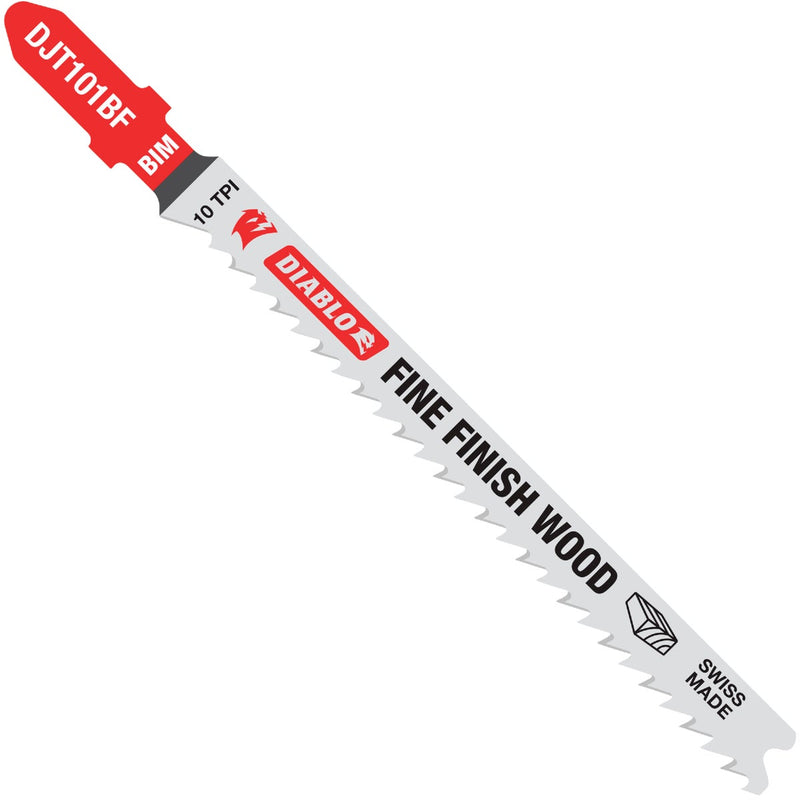 Diablo T-Shank 4 In. x 10 TPI Bi-Metal Jig Saw Blade for Fine Finish Cuts in Wood (5-Pack)