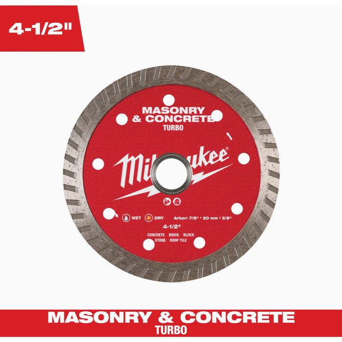 Milwaukee 4-1/2 In. Turbo Rim Masonry & Concrete Diamond Blade