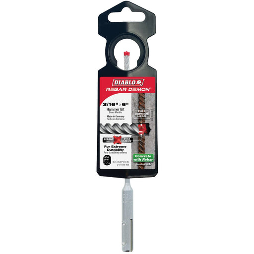 Diablo Rebar Demon 3/16 In. x 6 In. SDS-Plus Full Carbide Rotary Hammer Drill Bit