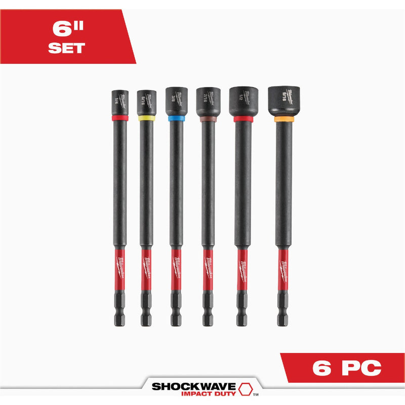 Milwaukee SHOCKWAVE 6 In. Impact Duty Magnetic Nut Driver Set (6-Piece)