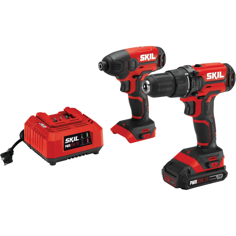 SKIL PWRCore 2-Tool 20 Volt Lithium-Ion Drill/Driver & Impact Driver Cordless Tool Combo Kit
