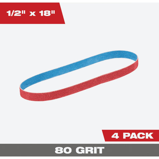 Milwaukee 1/2 In. x 18 In. 80 Grit Bandfile Belt (4-Pack)