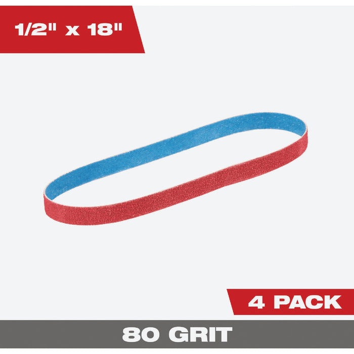 Milwaukee 1/2 In. x 18 In. 80 Grit Bandfile Belt (4-Pack)