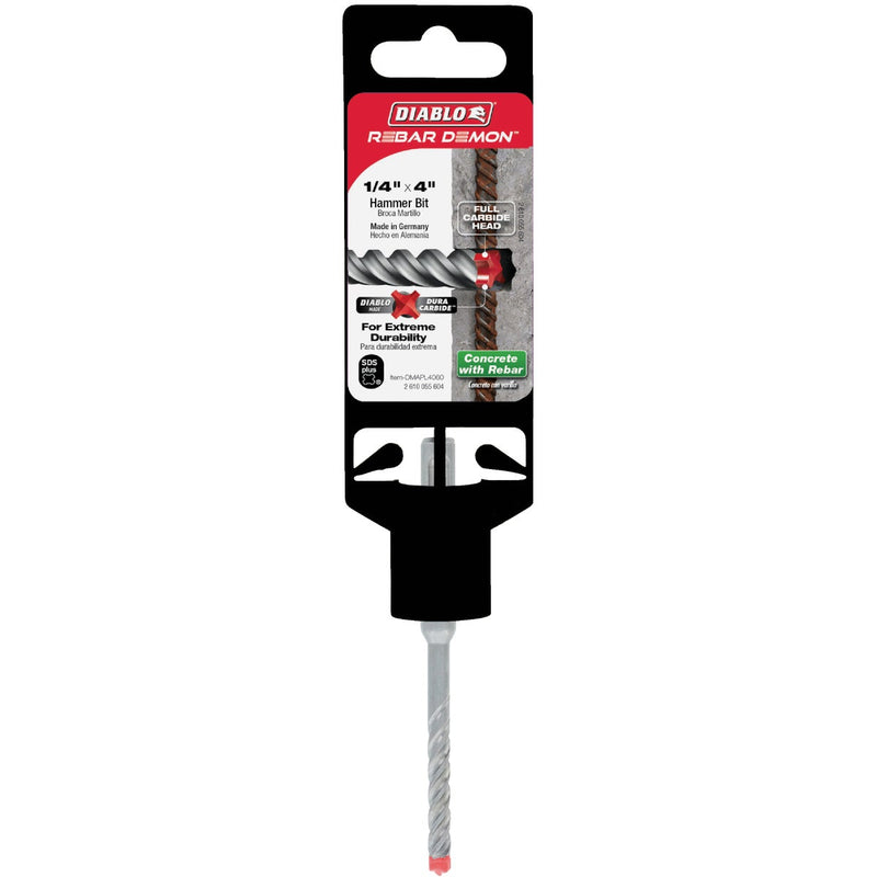 Diablo Rebar Demon 1/4 In. x 4 In. SDS-Plus Full Carbide Rotary Hammer Drill Bit